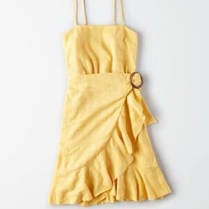 American Eagle Yellow Wrap Mini Dress
